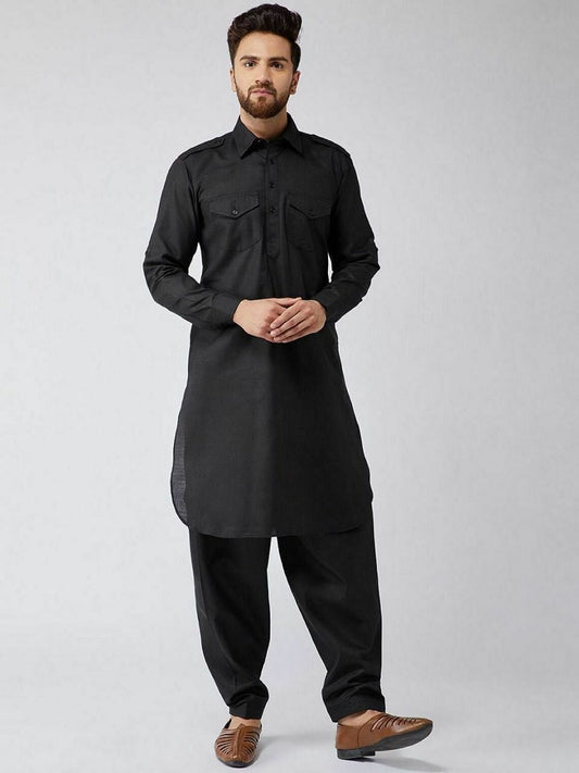 Party Wear Men Heavy Cotton Pathani Kurta Pajama IN