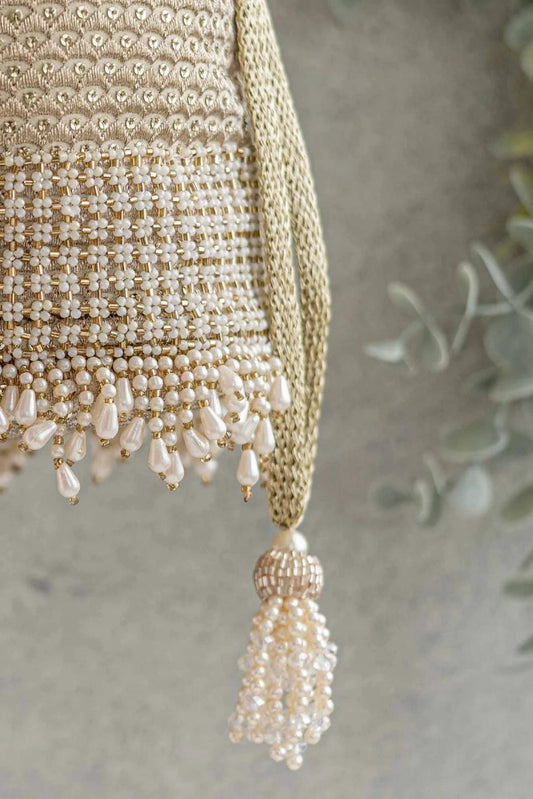 Bridal Drawstring Pouch Embroidered Georgette Potli bag