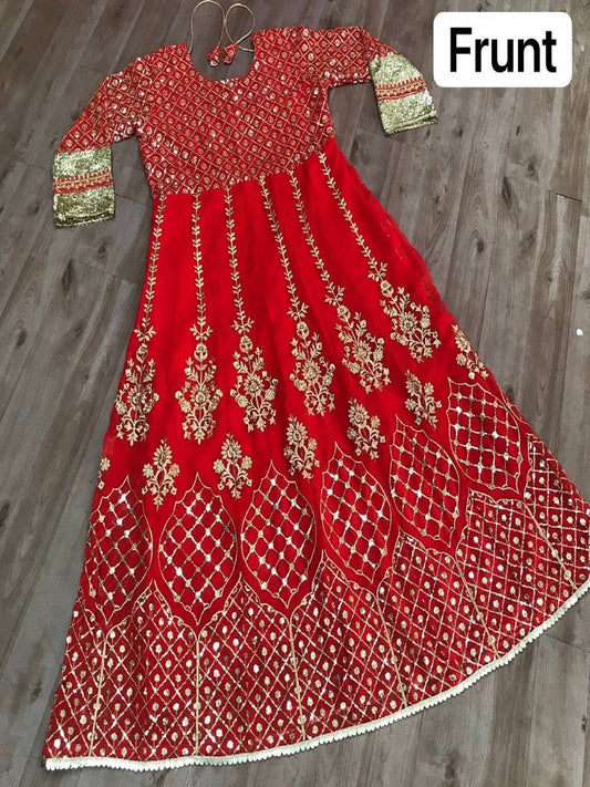 Georgette With Embroidery Sequence Zari Design Work Bridal Gown 13-MA5