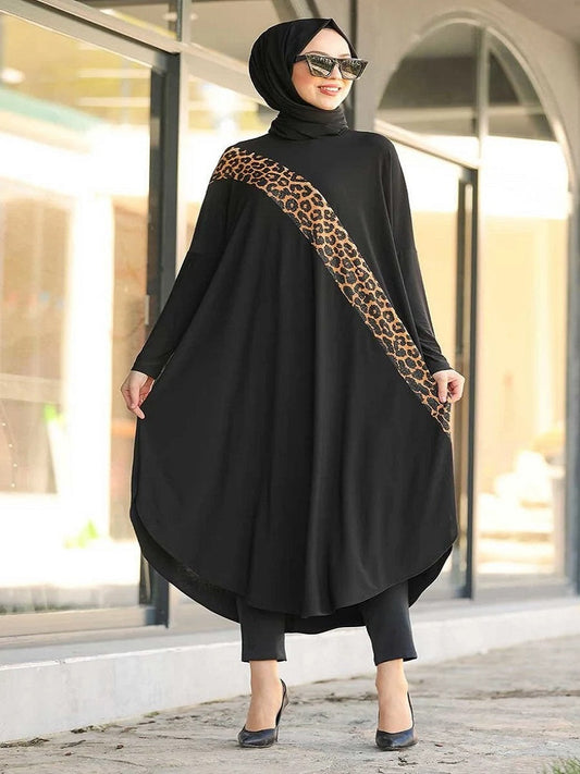 Organic Jersey Maxi Printed Black Abaya Dress J5731