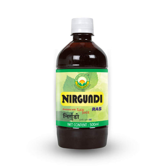 Basic Ayurveda Nirgundi Ras, 500 ml – Herbal Liquid Formula with Nirgundi & Tulsi