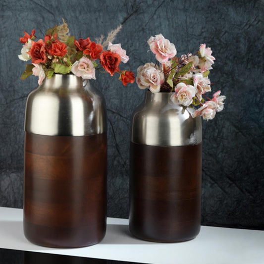 Cylindrical Deidra Wood Vase Set | Multiple Colors