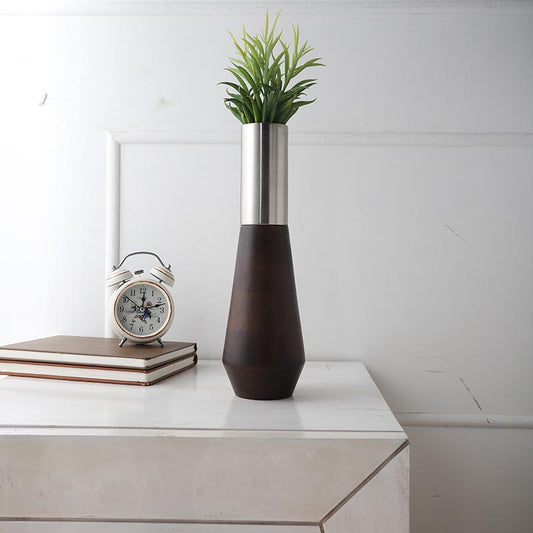 Tall Deidra Wooden & Aliminium Vase | Multiple Colors