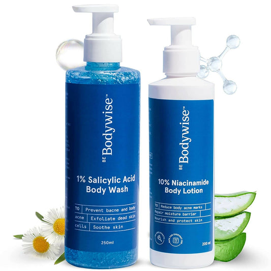 BeBodywise 1% Salicylic Acid Body Wash and 10% Niacinamide Body Lotion -Combo