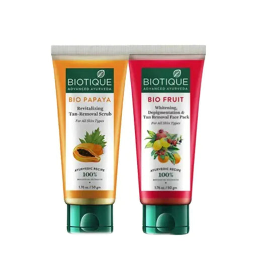 Biotique Advanced Ayurveda Bio Mini Scrub & Face Pack Combo For Whitening & Tan Removal