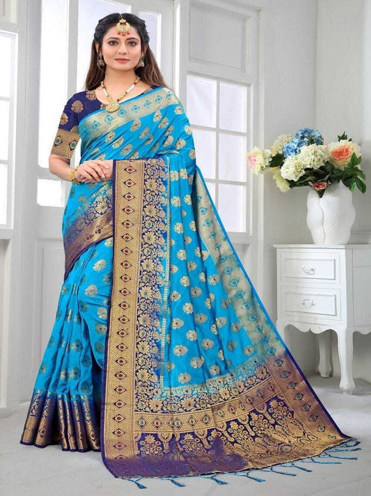 Soft Banarsi Silk Pure Golden Jari Design Work Saree