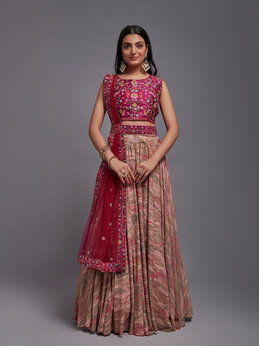 Viscose Print With Foil Work Lehenga Choli With Dupatta