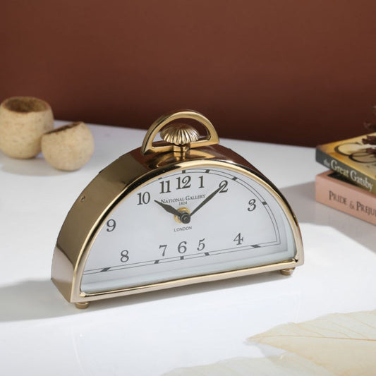 Luna Desk Table Clock in Gold