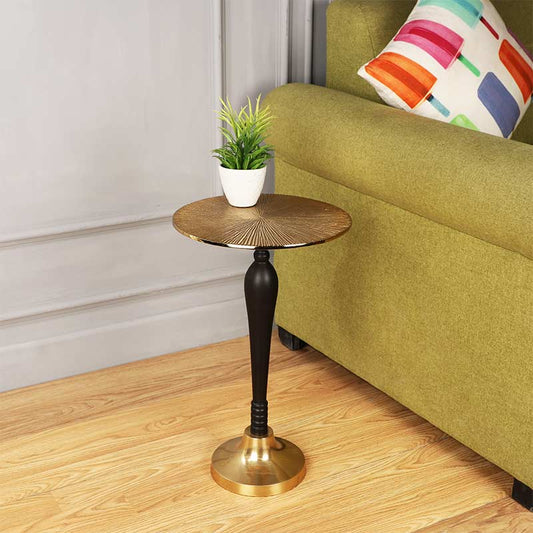 The Carla Classical design Side Table in Raw Gold & Black Finish