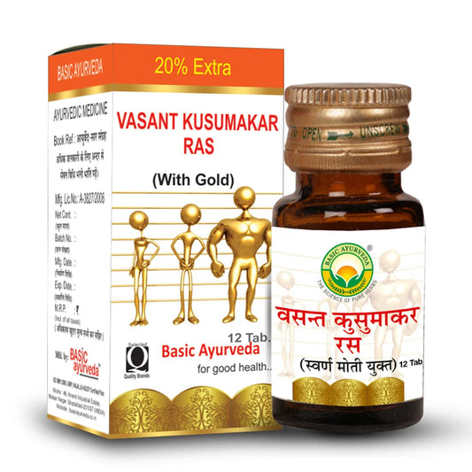 Basic Ayurveda Vasant Kusumakar Ras (With Gold) Tablets -30 Tablets