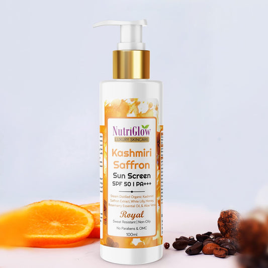NutriGlow Luxury Skincare Kashmiri Saffron Sunscreen Serum 50 PA+++ - 100 ml