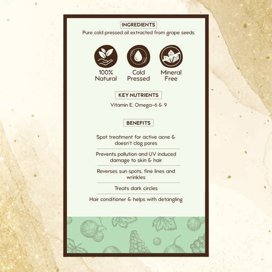 Nat Habit Pure Cold Pressed Grapeseed Oil - 30 ml