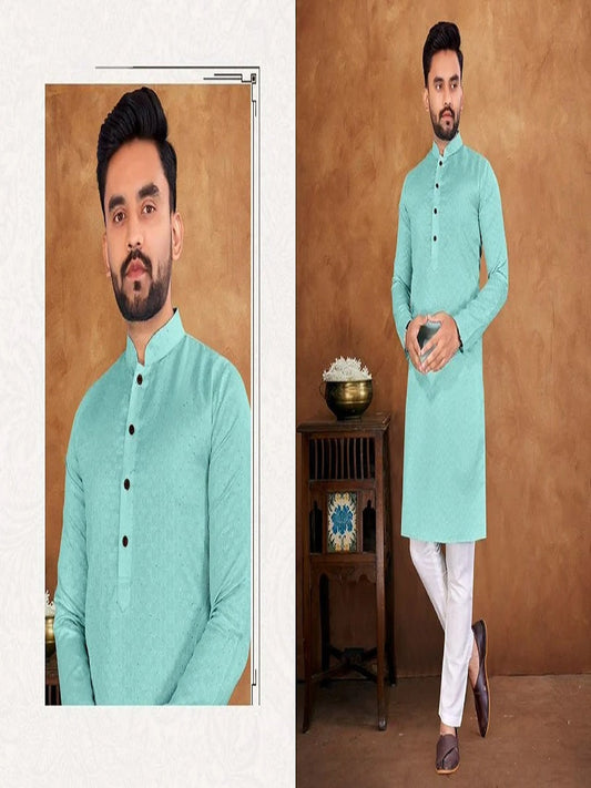 Men Jacquard Silk Kurta and Cotton Pyjama Set 16-SR3