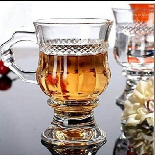 Crystal Clear Toughened Glass Tea and Coffee Mug With Convenient Solid Handle