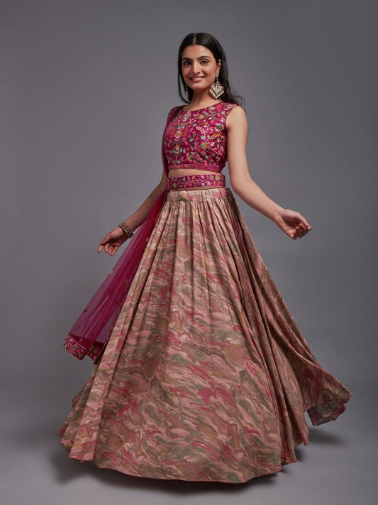 Viscose Print With Foil Work Lehenga Choli With Dupatta