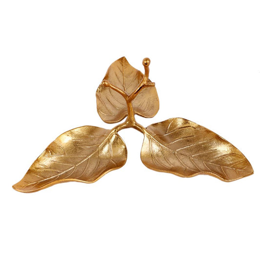 3 Leaf Decorative Gold Platter