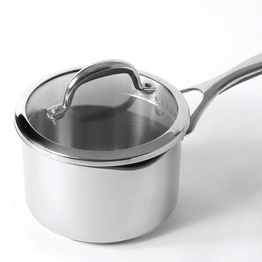 Meyer Stainless Steel Straining Saucepan | Safe For All Cooktops | 1.95 Ltr , 2.73 Ltr