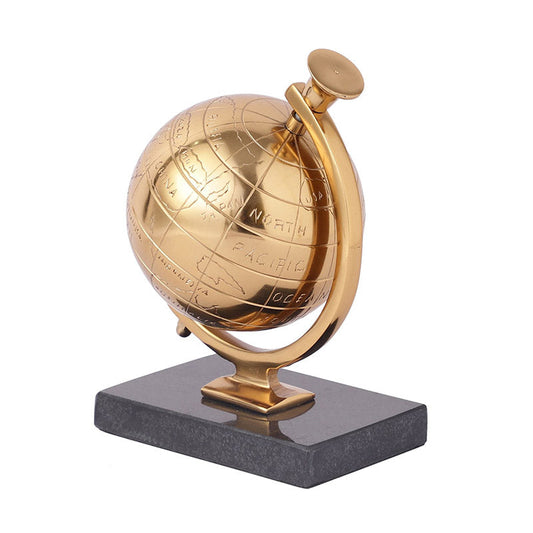 Miniature Metal Earth With Marble Base Showpiece | Multiple Colors