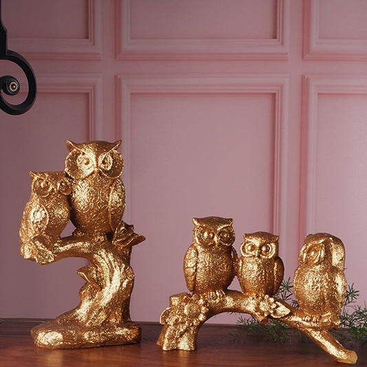 Choclo Premium Gold Fengshui Owl | Set Of 2