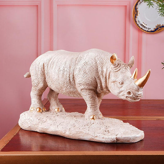 Gonzalo Beige Premium Rhinoceros Figurine