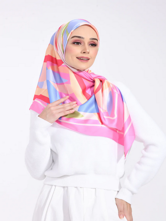Multi color Soft Smoothy Silk Printed Women Scarves Hijab Gift For Her