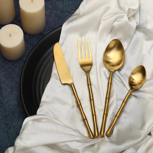 Bamboo Design Elegance Cutlery | Set Of 4 | Multiple Colors