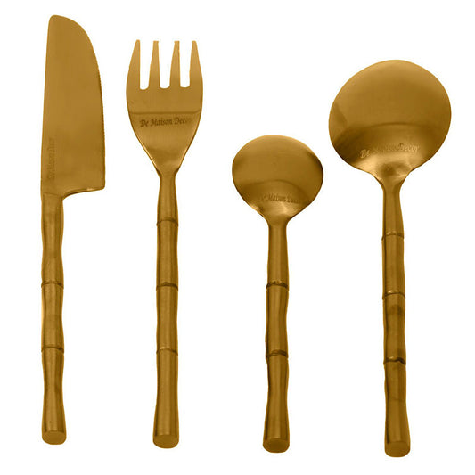 Bamboo Design Elegance Cutlery | Set Of 4 | Multiple Colors