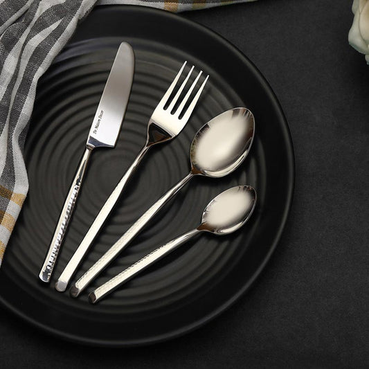 Artisan Dot Hammered Cutlery | Set Of 4 | Multiple Colors