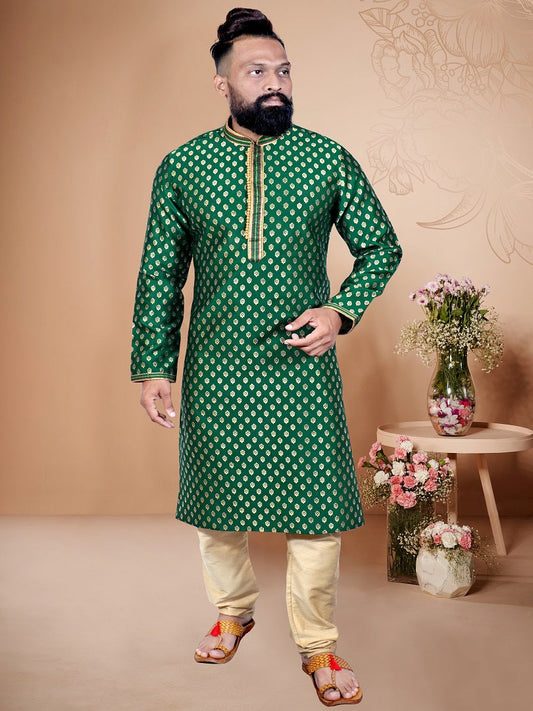 Traditional Style Readymade Green Kurta Pajama Set 16-LL3