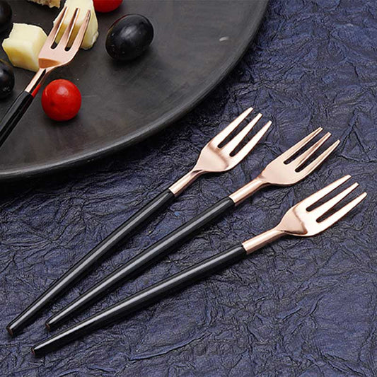 Black & Rose Gold Dessert Forks  | Set Of 4