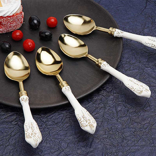 White Gold Stainless Steel Table Spoons | Set Of 4