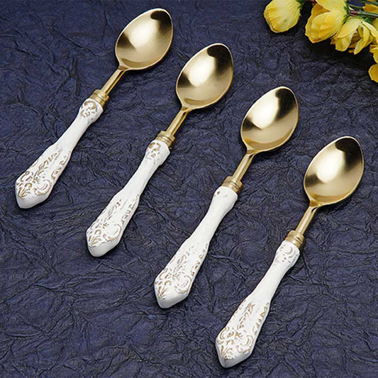 White Gold Stainless Steel Table Spoons | Set Of 4