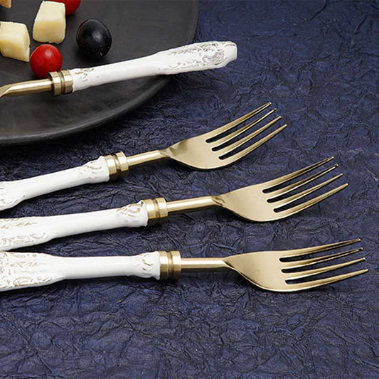 White Gold Stainless Steel Table Forks  | Set Of 4