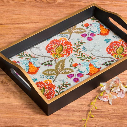 Spanish Floral Print Handcrafted Serving Tray | Multiple Sizes