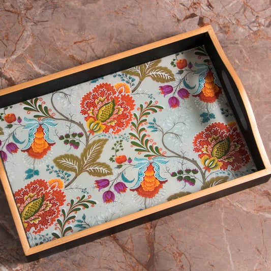 Spanish Floral Print Handcrafted Serving Tray | Multiple Sizes