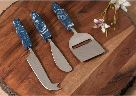 Stainless Steel Cheese Knives with Stone Handle | Set of 3