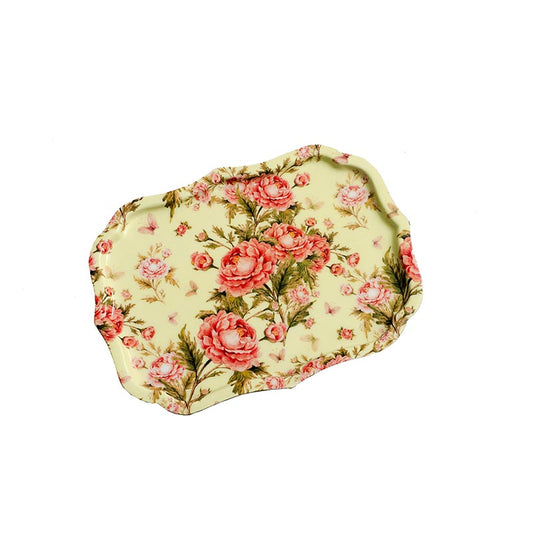 Rectangle Beautiful Floral Metal Serving Tray