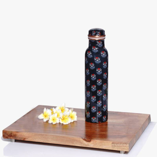 Blue & Coral Tribal Print Copper Bottle