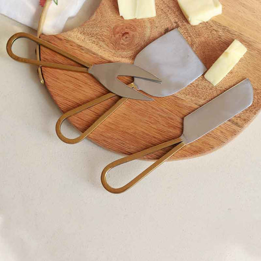 Gold Plated Cheese Knives | Set of 3