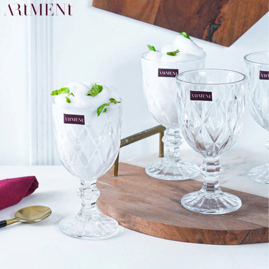 Clear Checked Chalice Wine Goblets | Set of 4, 8 | 350ml