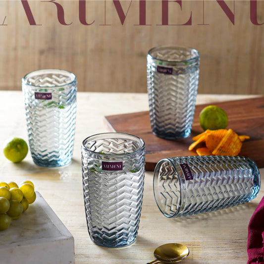 Grey Modern Muse Tumbler Glass | Set of 4, 8 | 310ml