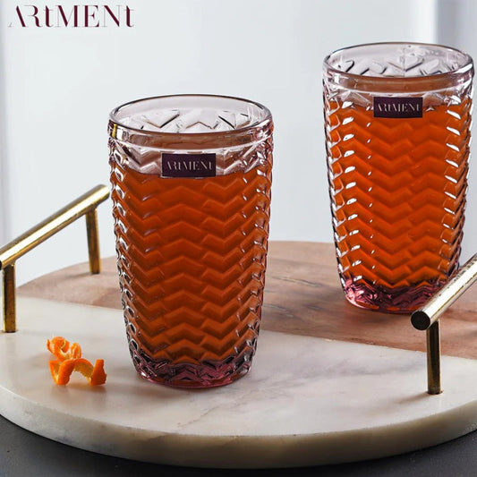 Maroon Modern Muse Tumbler Glass | Set of 4, 8 | 310ml