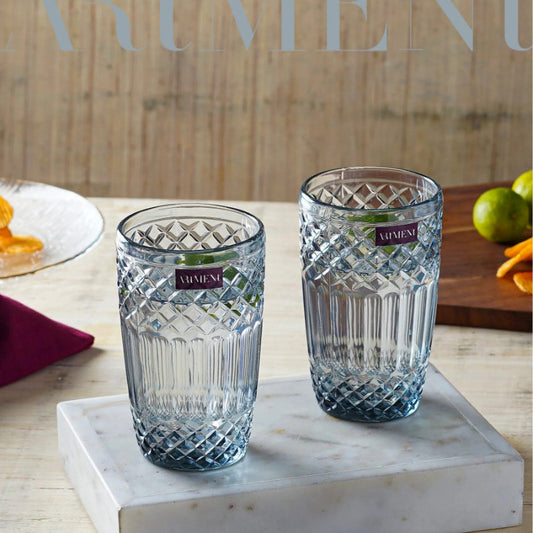 Grey Boho Diamond Tumbler Glasses | Set of 4, 8 | 310ml