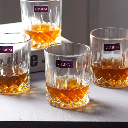 Sculpted Tumbler Whiskey Glasses | Set of 4, 8 | 350ml