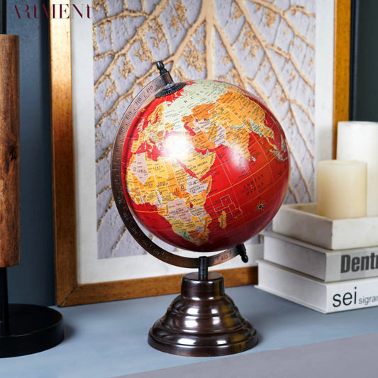 Red Modern Art Crimson Earth Globe | 6 inch, 9 inch