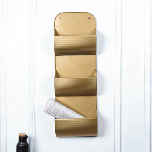 Golden Cascade Handcrafted Wall Mounted Magazine Holder