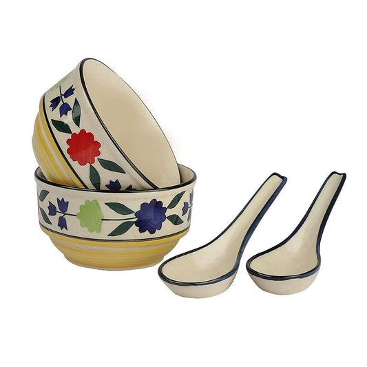 Ceramic Soup Bowls with Spoons | Set of 2