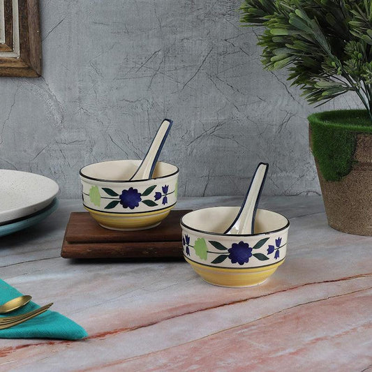 Ceramic Soup Bowls with Spoons | Set of 2