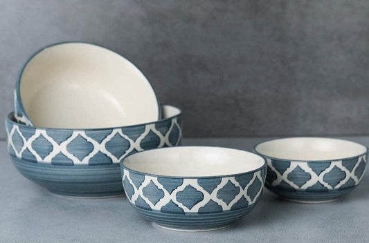 Geo Ceramic Mixing Bowl | Set of 4