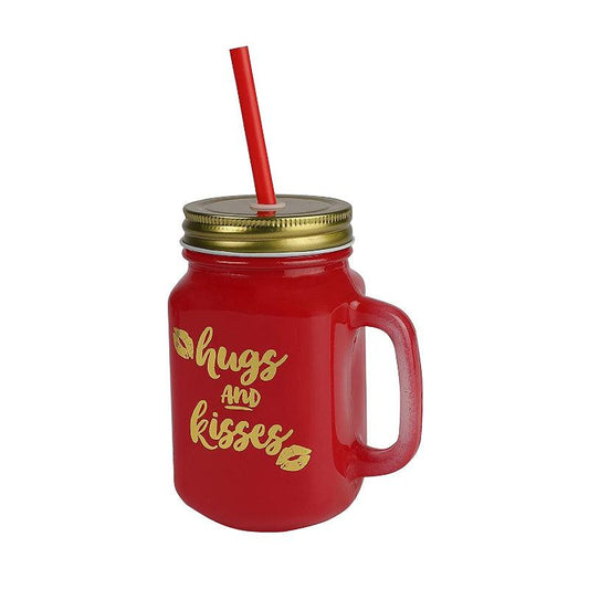 Mason Jar with Lid & Straw